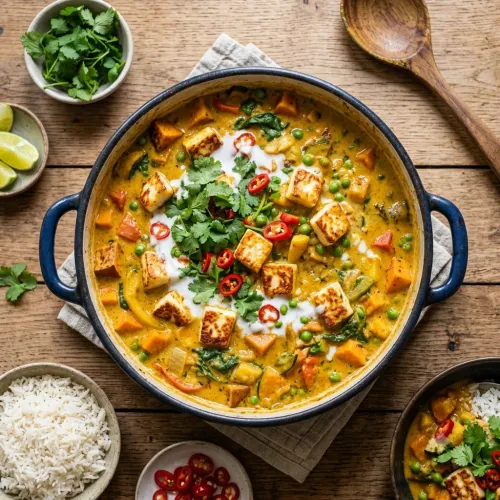 Einfaches One-Pot-Curry mit Halloumi
